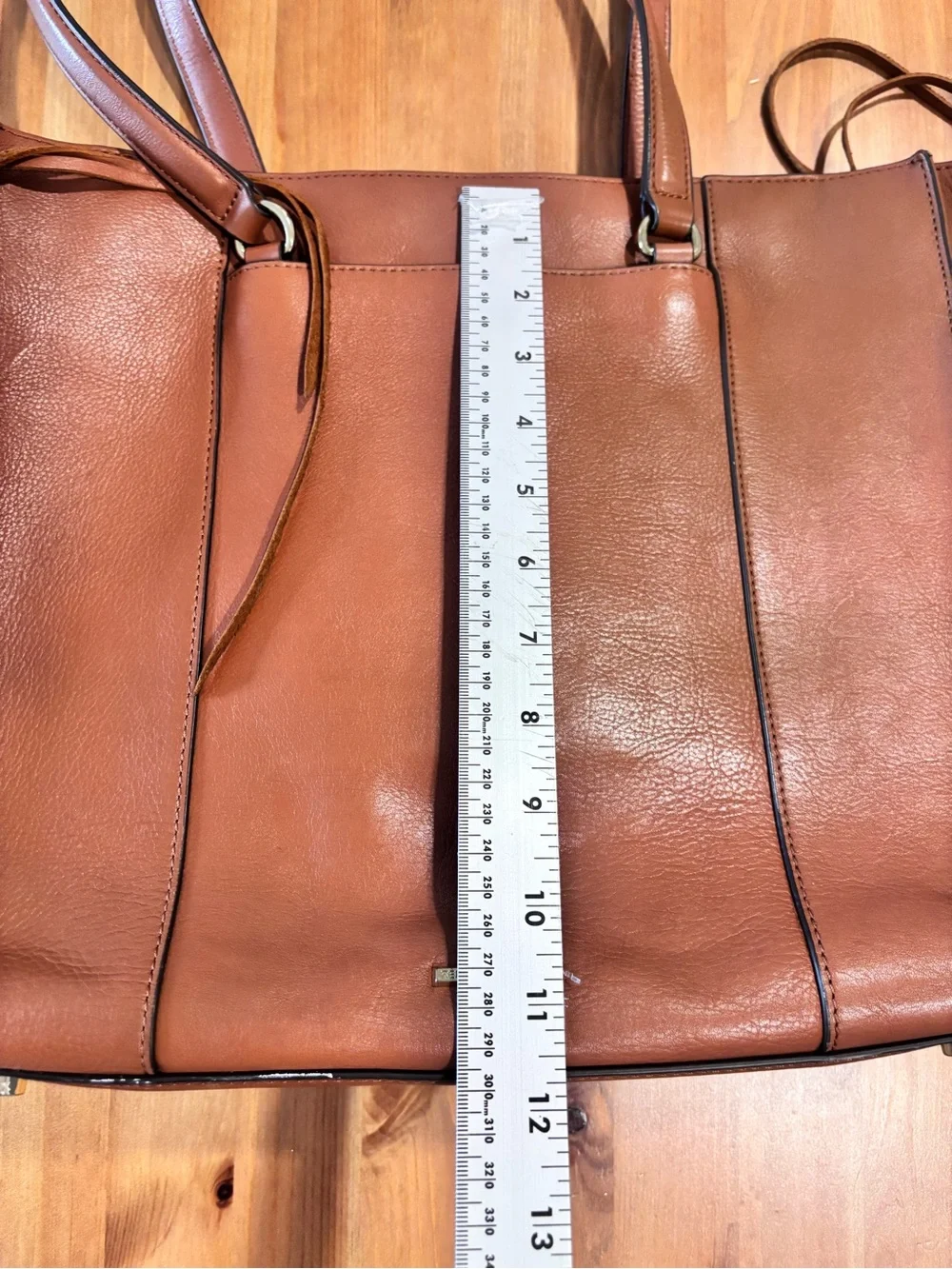 Rebecca Minkoff Cognac Leather Tote with Fringe Accents